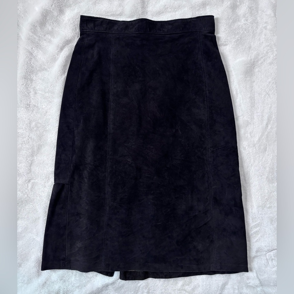 Vintage Holt Renfrew Marquis black suede leather skirt